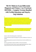 NR 511 Midterm Exam Differential Diagnosis and Primary Care Practicum 2025&ndash;2026 &ndash; Complete Study Guide and Exam Review