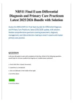 NR511 Final Exam Differential Diagnosis and Primary Care Practicum 2025&ndash;2026 Bundle with Solutions &ndash; Complete Study Guide and Exam Review