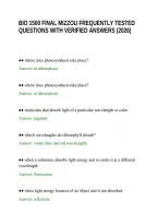 Bio 1500 Final Mizzou Frequently Tested&NewLine;Questions With Verified Answers &lpar;2026&rpar;