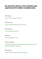 Bio 1500 Final Mizzou Latest Verified Exam&NewLine;Questions With Correct Answers &lpar;2026&rpar;