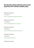 Bio 1500 Final Mizzou Updated Actual Exam&NewLine;Questions With Verified Answers &lpar;2026&rpar;