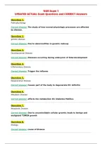 NUR Exam 1&NewLine;UPDATED ACTUAL Exam Questions and CORRECT Answers