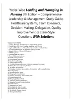 Test Bank for Leading and Managing in Nursing 8th Edition by Patricia S&period; Yoder-Wise and Susan Sportsman &ndash; Comprehensive Nursing Leadership Study Guide