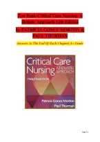 Test Bank for Critical Care Nursing&colon; A Holistic Approach&comma; 12th Edition by Morton and Fontaine &ndash; Comprehensive Critical Care Nursing Study Guide