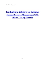 Test Bank and Solutions for Canadian Human Resource Management 12th Edition by Schwind