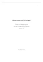MBA 620&vert;8-2 Executive Summary&colon; Safety Issues in Company B&vert; With complete solution&vert; 100&percnt; correct&vert; Southern New Hampshire