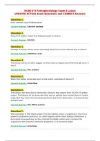 NURS 611 Pathophysiology Exam 4 Latest&NewLine;UPDATED ACTUAL Exam Questions and CORRECT Answers