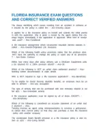 Florida Insurance Exam Questions And Correct Verified Answers