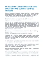 Nc Adjuster License Practice Exam Questions And Correct Verified Answers
