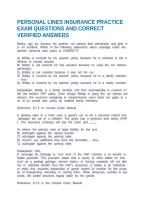 Personal Lines Insurance Practice Exam Questions And Correct Verified Answers