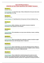 Nurs 615 Pharm Exam 3&NewLine;UPDATED ACTUAL Exam Questions and CORRECT Answers