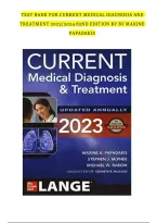 Test Bank For Current Medical Diagnosis And Treatment 2023&sol;2024 62Nd Edition By By Maxine Papadakis Exam Questions And Complete 100&percnt; Verified Answers With Well Explained Rationales Graded A&plus; Latest Update 2024 Already Passed&excl;&excl;&excl;&excl;&excl;&excl;&excl;With 100&percnt; Guaranteed Suc