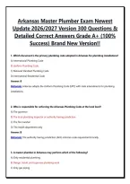 Arkansas Master Plumber Exam Newest Update 2026&sol;2027 Version 300 Questions & Detailed Correct Answers Grade A&plus; &lpar;100&percnt; Success&rpar; Brand New Version&excl;&excl;