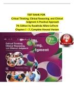 TEST BANK FOR Critical Thinking&comma; Clinical Reasoning&comma; and Clinical Judgment A Practical Approach 7th Edition by Rosalinda Alfaro-LeFevre Chapters 1 - 7&comma; Complete Newest Version&NewLine;