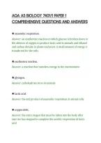 Aqa As Biology 7401&sol;1 Paper 1&NewLine;Comprehensive Questions And Answers