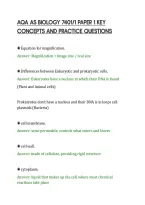 Aqa As Biology 7401&sol;1 Paper 1 Key&NewLine;Concepts And Practice Questions
