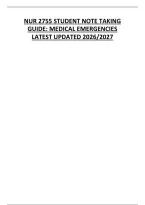 Nur 2755 Student Note Taking Guide&colon; Medical Emergencies  Latest Updated 2026&sol;2027 