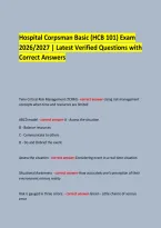 &NewLine;Hospital Corpsman Basic &lpar;HCB 101&rpar; Exam &NewLine;2026&sol;2027 &vert; Latest Verified Questions with Correct Answers &NewLine;