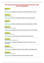 NYC Home Improvement Actual Questions and Answers 100&percnt;&NewLine;Correct &lpar;verified&rpar; 2027&NewLine;