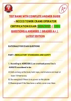 Test Bank with Complete Answer Guide &ndash; NCCCO Tower Crane Operator Certification Exam &lpar;2026&sol;2027&rpar; &vert; 155&plus; Questions & Answers &vert; Graded A&plus; &vert; Latest Edition&NewLine;
