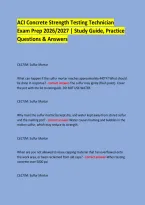 ACI Concrete Strength Testing Technician &NewLine;Exam Prep 2026&sol;2027 &vert; Study Guide&comma; Practice Questions & Answers &NewLine;
