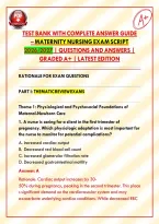 Test Bank with Complete Answer Guide &ndash; Maternity Nursing Exam Script 2026&sol;2027 &vert; Questions and Answers &vert; Graded A&plus; &vert; Latest Edition&NewLine;