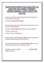 Texas Notary Exam Actual Exam &lpar;Pdf&rpar;- All &NewLine;Questions And Correct Answers &vert; &NewLine;Verified Answers &vert; Latest Update This &NewLine;Year Pdf