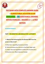 Test Bank with Complete Answer Guide &ndash; Illinois Public Adjuster Exam &lpar;2026&sol;2027&rpar; &vert; 200 Questions & Answers with Rationales &vert; Graded A&plus; &vert; Latest Edition&NewLine;