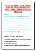 UMN BIOL 1009 Midterm 1 &lpar;Gibson&rpar; Exam 2026 &vert; &NewLine;200 Practice Questions & Answers &vert; General &NewLine;Biology&comma; Chemistry&comma; Cells & Metabolism &vert;instant &NewLine;pdf download &NewLine;