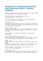 Michigan P & C Insurance Exam Test Questions And Correct Verified Answers