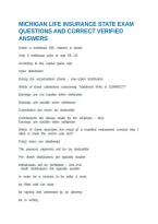 Michigan Life Insurance State Exam Questions And Correct Verified Answers
