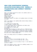 New York Independent General Adjuster Exam Simulator - Series 17-70 Questions And Correct Verified Answers