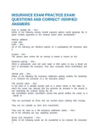 Insurance Exam Practice Exam&colon; Questions And Correct Verified Answers