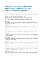 Property & Casualty Michigan Practice Exam Questions And Correct Verified Answers