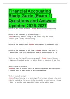 Financial Accounting Study Guide &lpar;Exam 1&rpar; Questions and Answers Updated 2026-2027&period;