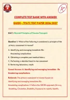 Complete Test Bank with Answer Guide &ndash; TPATC Test Paper 2026&sol;2027 &vert; Transport Professional Advanced Trauma Course&NewLine;