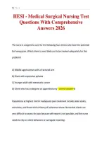 HESI - Medical Surgical Nursing Test&NewLine;Questions With Comprehensive&NewLine;Answers 2026