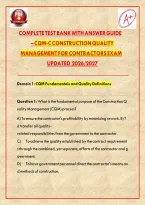 Complete Test Bank with Answer Guide &ndash; CQM-C Construction Quality Management for Contractors Exam Updated 2026&sol;2027&NewLine;