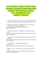Cla 210 Ncsu - Exam 1 Study Guide &NewLine;2026&sol;2027 Accurate Questions With &NewLine;Correct Detailed Solutions &vert;&vert; &NewLine;100&percnt; Guaranteed Pass &NewLine;<Newest Version> 