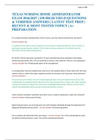 Texas Nursing Home Administrator Exam 2026&sol;2027 &vert; 250 High-Yield Questions & Verified Answers &vert; Latest Test Prep &vert; Recent & Most Tested Topics &vert; A&plus; Preparation