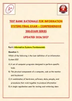 Test Bank Rationale for Information Systems Final Exam &ndash; Comprehensive 200-Exam Series Updated 2026&sol;2027&NewLine;