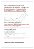 MSCP Menopause Certification Exam Practice Questions & Answers 2026&sol;2027 &vert; The Menopause Society Certified Practitioner Exam Prep Q-Bank & Detailed Rationales