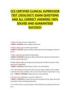 Ccs Certified Clinical Supervisor &NewLine;Test &lpar;2026&sol;2027&rpar; Exam Questions &NewLine;And All Correct Answers 100&percnt; &NewLine;Solved And Guaranteed &NewLine;Success&excl;&excl; 