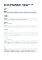 Digital Transformation Updated Actual&NewLine;Questions With Correct Answers