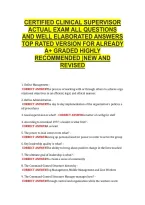 Certified Clinical Supervisor &NewLine;Actual Exam All Questions &NewLine;And Well Elaborated Answers &NewLine;Top Rated Version For Already &NewLine;A&plus; Graded Highly &NewLine;Recommended &vert;New And &NewLine;Revised 