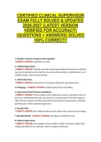 Certified Clinical Supervisor &NewLine;Exam Fully Solved & Updated &NewLine;2026-2027 &lpar;Latest Version &NewLine;Verified For Accuracy&rpar; &NewLine;&lpar;Questions &plus; Answers&rpar; Solved &NewLine;100&percnt; Correct&excl;&excl; 