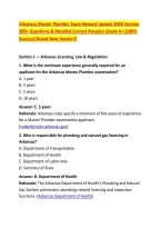 Arkansas Master Plumber Exam Newest Update 2026 Version &NewLine;300&plus; Questions & Detailed Correct Answers Grade A&plus; &lpar;100&percnt; &NewLine;Success&rpar; Brand New Version&excl;&excl; 