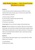 Adult Health Nursing I &ndash; Unit 3 Exam Practice Questions & Answers