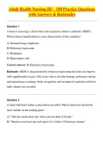 Adult Health Nursing III &ndash; 150 Practice Questions with Answers & Rationales