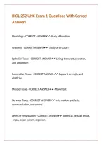 BIOL 252 UNC Exam 1 Questions With Correct Answers